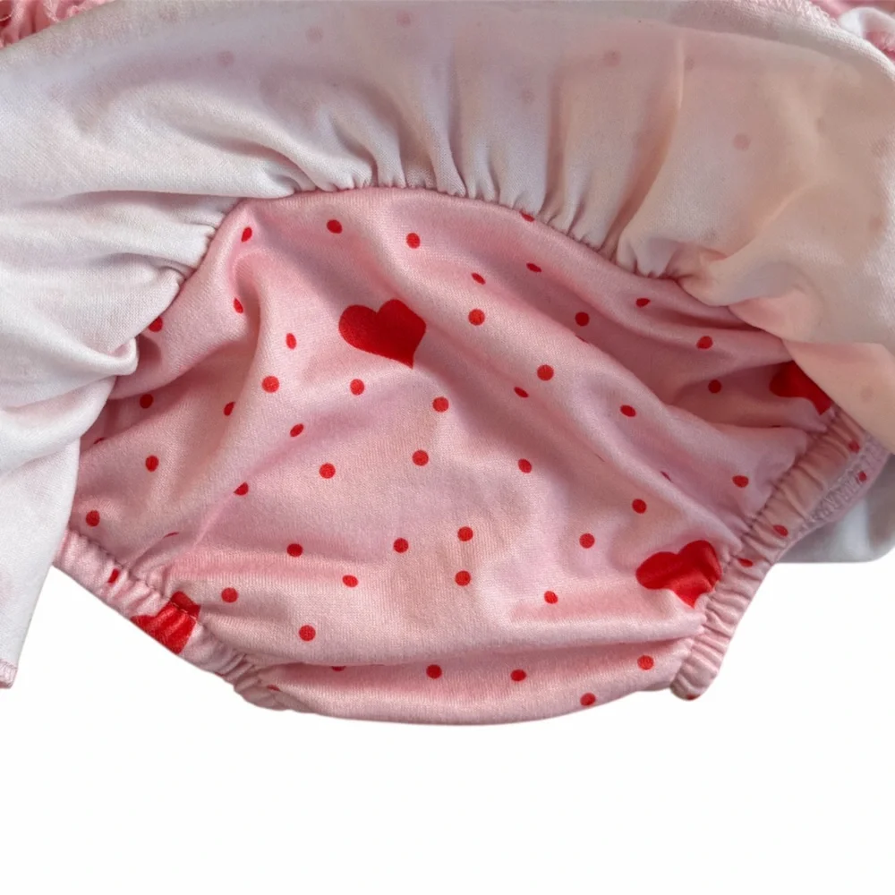 Pink Heart Ruffle Bloomers bottoms Baby Infant size 3/6 months